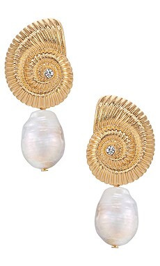 Ettika Shell And Pearl Earring in Gold from Revolve.com | Revolve Clothing (Global)