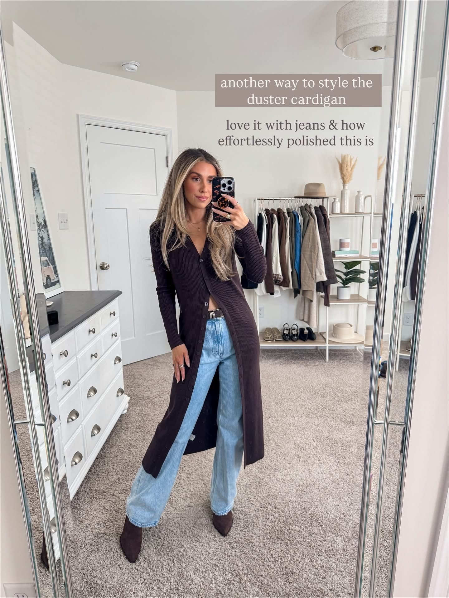 Thanksgiving outfit idea 🤎🥐✨
+ duster cardigan: xxs | linking exact & similar 
+ belt: xs/s
+ 90s relaxed jeans: 24 short 
+ chocolate brown ankle boot: true to size 


Fall outfit
Fall style
Sweater
Amazon sweater
Amazon fashion 
Amazon outfit 
Amazon Thanksgiving outfit 
Fall boots #LTKStyleTip 

#LTKFindsUnder100 #LTKFindsUnder50