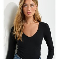 Women's Tall Black Long Sleeve V Neck Bodysuit New Look | New Look (UK)