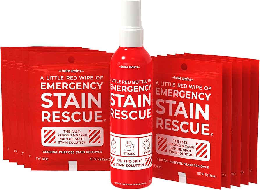 EMERGENCY STAIN Remover Spray – 4oz Spray & 10 Wipes Laundry Stain Remover for Clothes, Upholst... | Amazon (US)
