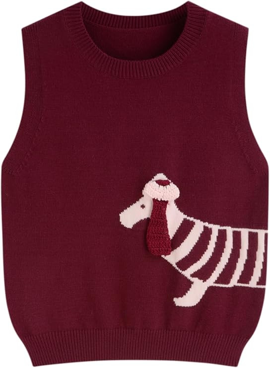 CIDER Sweater Vest Women Sleeveless Cute Fall Crop Tank Tops Casual Outfits | Puppy, Crew Neck, F... | Amazon (US)