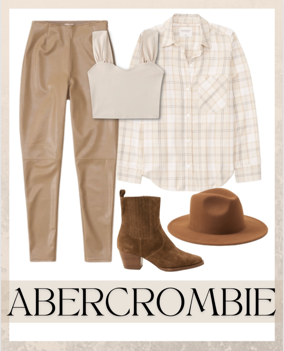 Abercrombie fall outfit idea

Faux leather leggings, brown laud leather leggings, neutral plaid shirt, brown booties, pandora hat, suede hat, neutral outfit ideas, nudes, monochromatic outfits, different browns outfit, Abercrombie outfits, crop top undershirt, oversized flannel, fall outfit, fall outfit ideas, Abercrombie sale

#LTKSale #LTKSeasonal #LTKsalealert