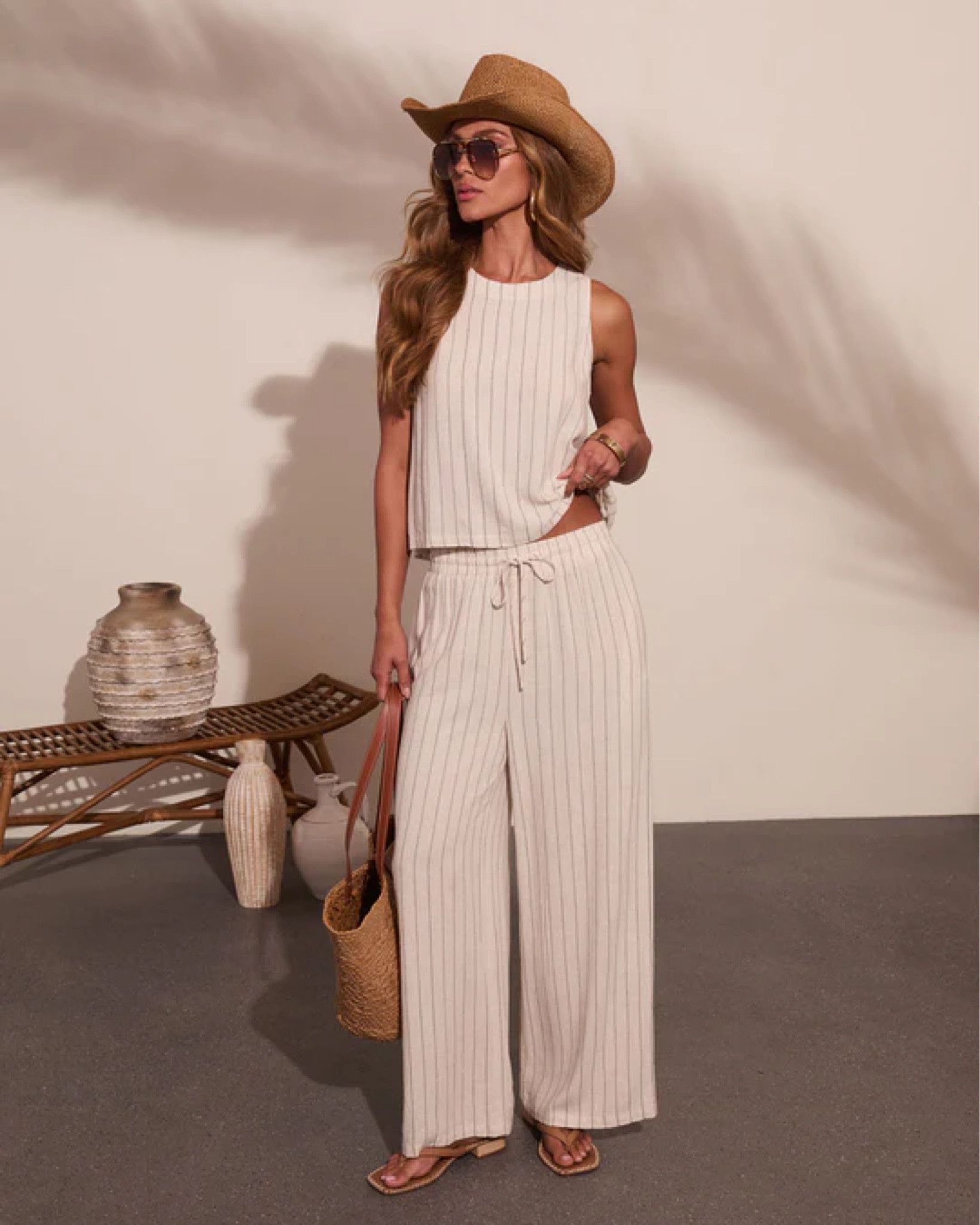 Lainee Striped Linen Blend Tank Top + Lainee Striped Drawstring Linen Blend Wide Leg Pants

#LTKootd #LTKSaleAlert #LTKSeasonal
