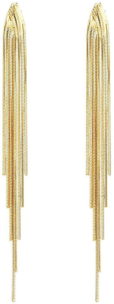 Long Tassel Dangle Earrings for Women Gold Silver Chain Tassel Earrings Punk Sleek Metal Chain Ea... | Amazon (US)
