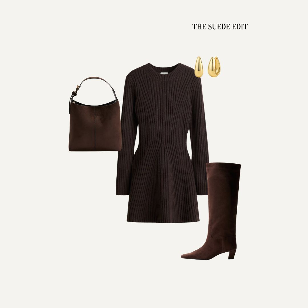 Love a knitted dress & knee-high boots combo, these ones are so perfect! 

Autumn outfit, boots, suede bag, faux suede, transitional outfit, chocolate brown 

 #LTKuk #LTKautumn #LTKdresses