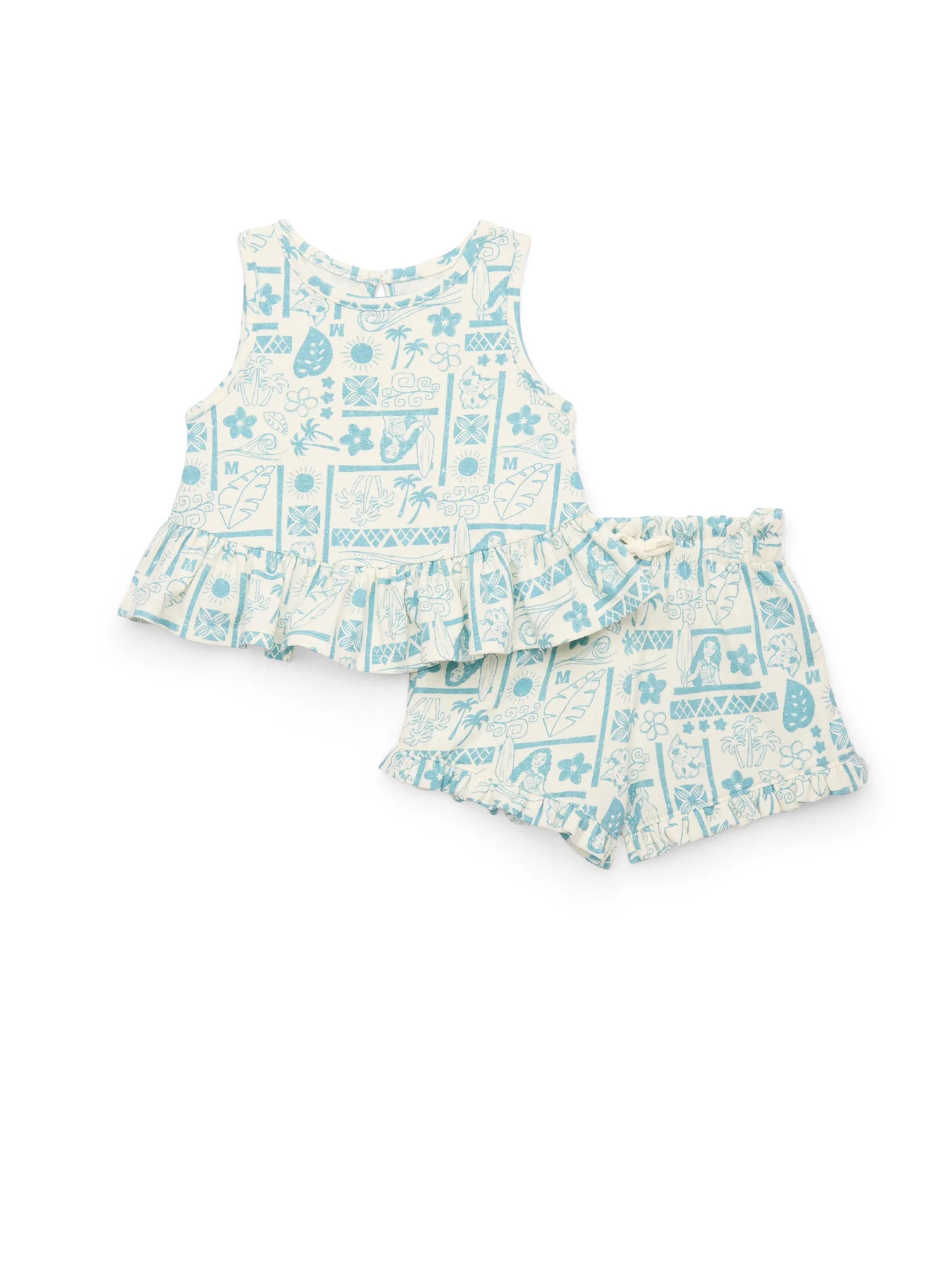 Moana 2 Toddler Girls Print Peplum Tank Top and Ruffled Shorts Set, 2-Piece, Sizes 12M-5T | Walmart (US)