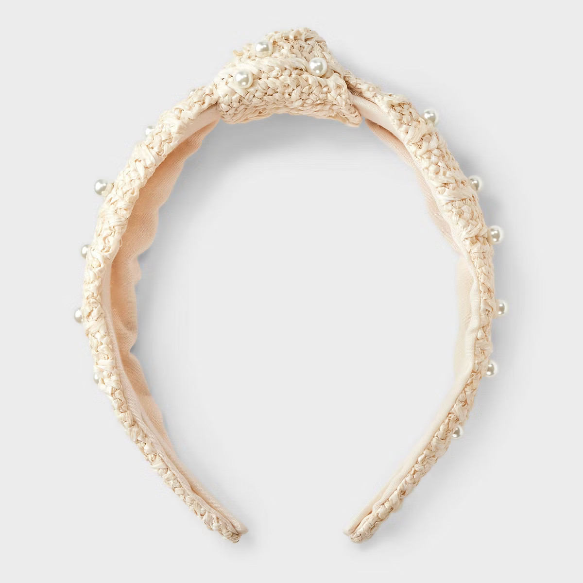 Raffia Pearl Top Knot Headband - A New Day™ Cream | Target