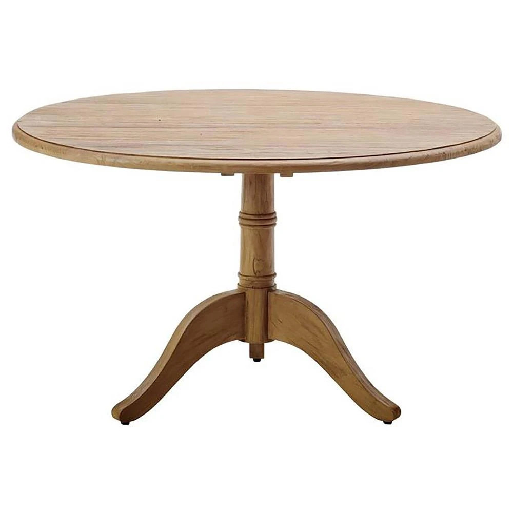 Cali Rustic Lodge Reclaimed Teak Round Pedestal Dining Table - 47.25"W | Kathy Kuo Home