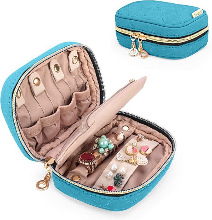 Teamoy Mini Jewelry Travel Case, Small Storage Organizer Bag for Earrings, Necklace, Rings and Mo... | Amazon (US)