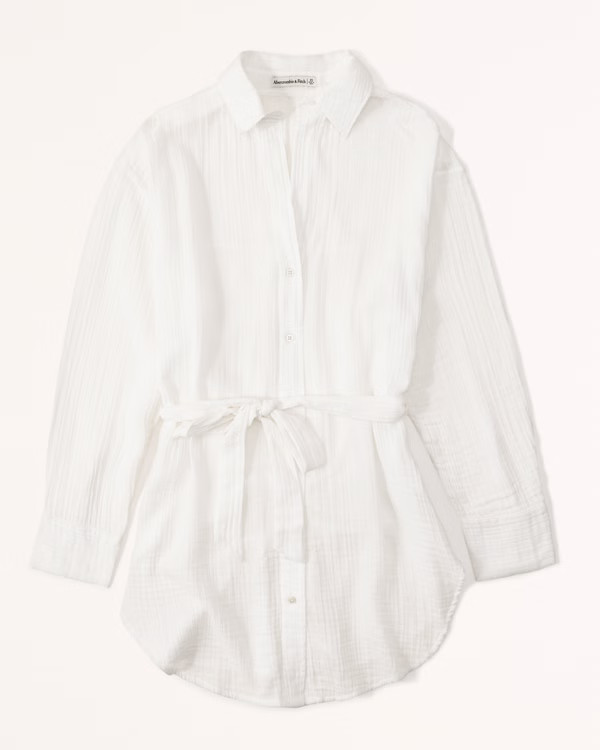 Women's Gauzy Beach Mini Dress Coverup | Women's Swimwear | Abercrombie.com | Abercrombie & Fitch (US)