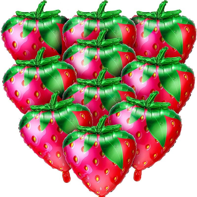 10Pcs Strawberry Balloons Strawberry Foil Mylar Balloons for Girls Strawberry Birthday Party Deco... | Walmart (US)