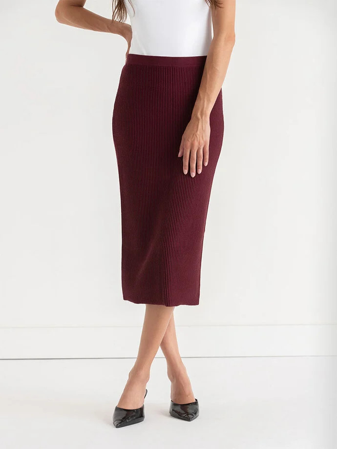 Ribbed Knit Column Midi Skirt | Ricki's