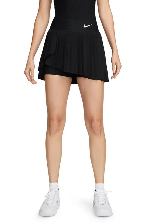 Nike Court Dri-FIT Advantage Pleated Tennis Skirt in Black/White at Nordstrom, Size Small | Nordstrom