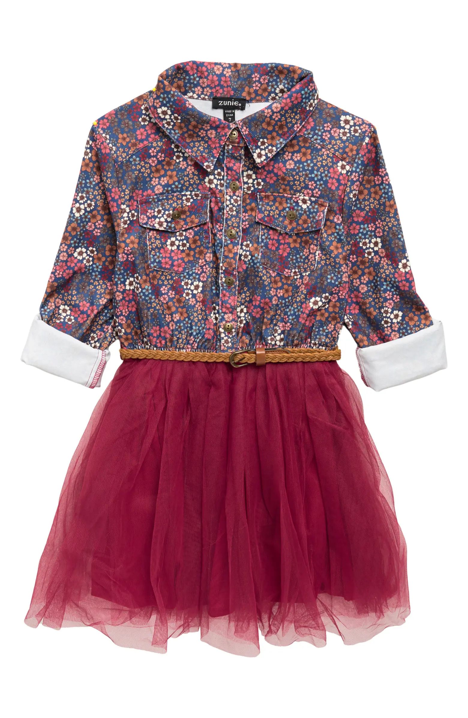 Zunie Kids' Corduroy Tulle Skirt Dress | Nordstromrack | Nordstrom Rack