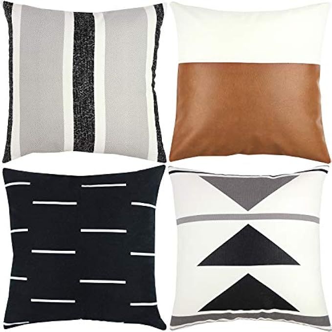 Woven Nook Decorative Throw Pillow Covers ONLY for Couch, Sofa, or Bed Set of 4 18x18 20x20 and 22x2 | Amazon (US)