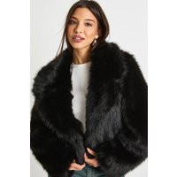 boohoo Women's Vintage Look Faux Fur Coat in Black | Size: 12 | Denim | boohoo (US & Canada)