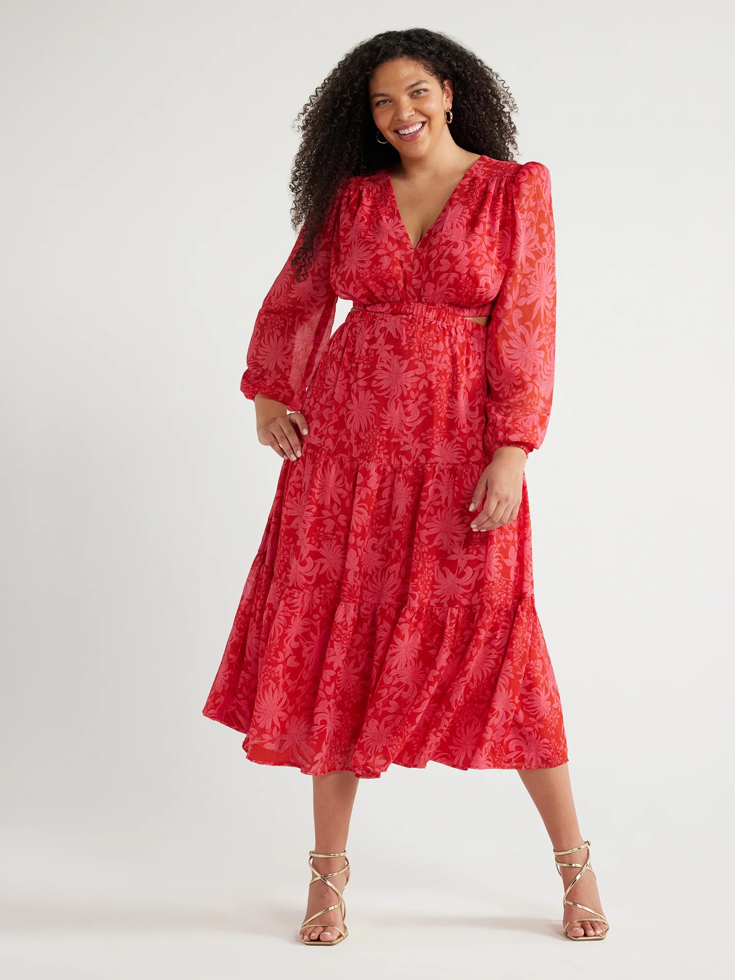 Sofia Jeans Women's and Women's Plus  Cutout Maxi Dress with Long Sleeves,  Sizes XS-5X | Walmart (US)