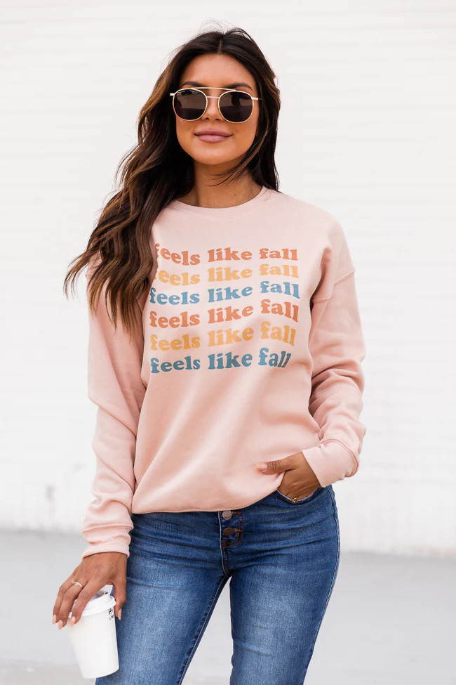 Feels Like Fall Peach Graphic Sweatshirt | Pink Lily