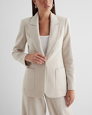 Luxe Lounge Twill One Button Boyfriend Blazer | Express