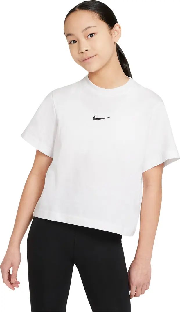 Sportswear Kids' Essential Boxy Embroidered Swoosh T-Shirt | Nordstrom