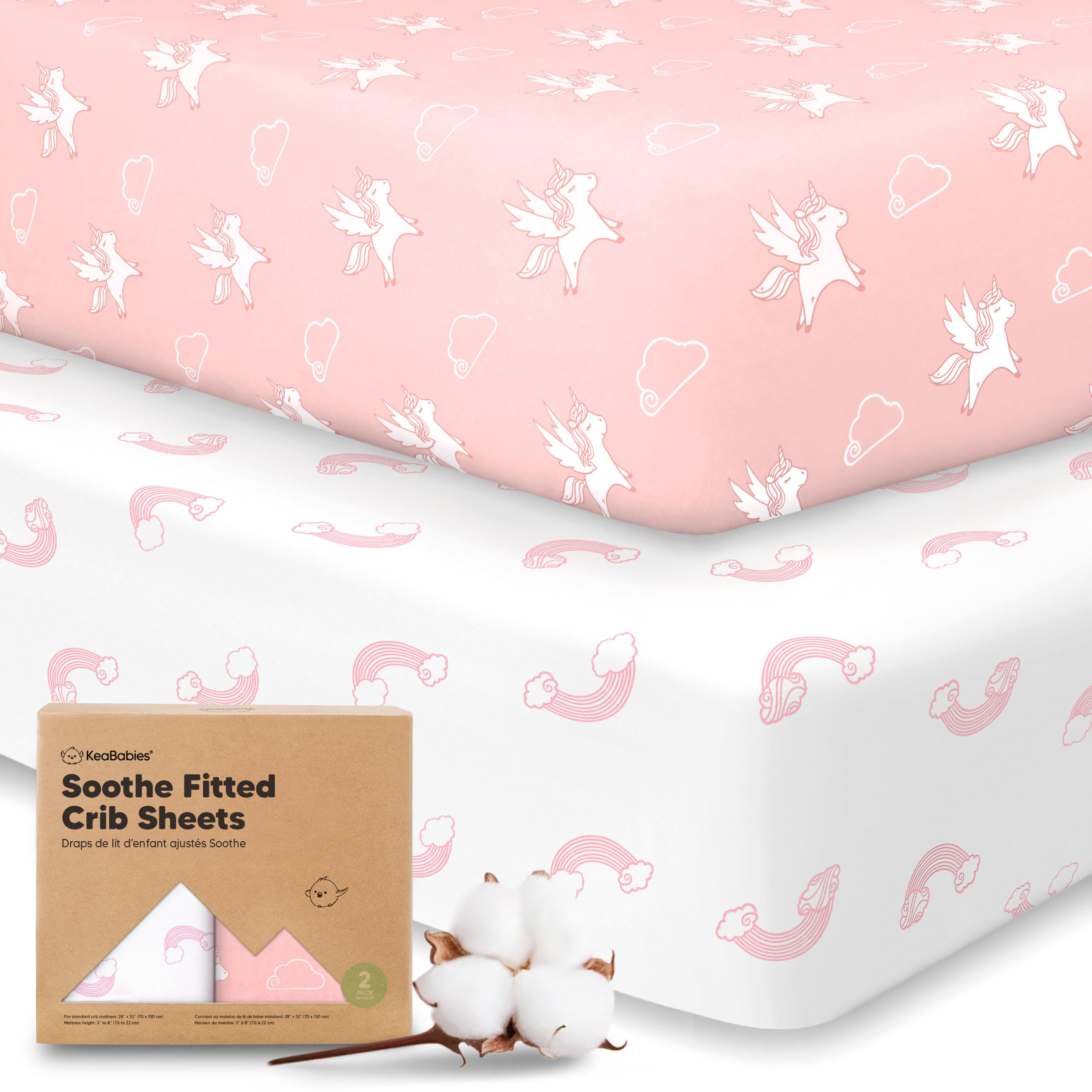 KeaBabies 2-Pack Organic Crib Sheets for Boys, Girls - 52x28 Fitted Crib Mattress Sheet Neutral, ... | Amazon (US)