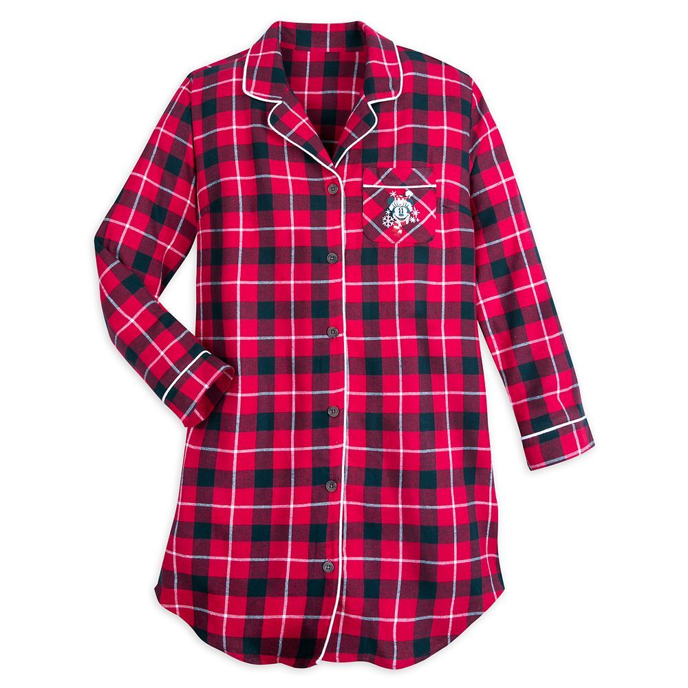 Minnie Mouse Holiday Plaid Flannel Nightshirt for Women – Personalized | Disney Store