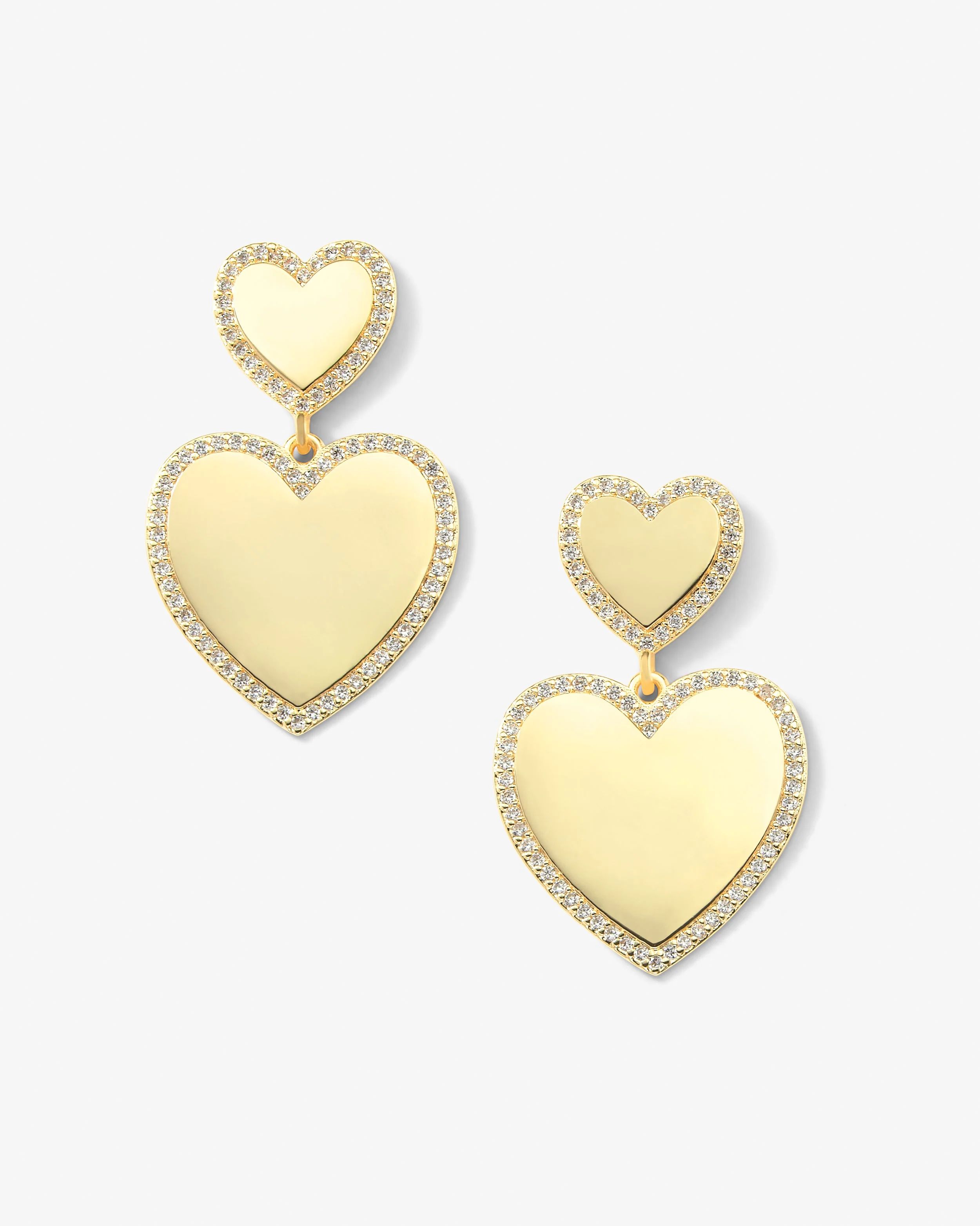 XL You Have My Heart Pave Earrings - Gold|White Diamondettes | Melinda Maria
