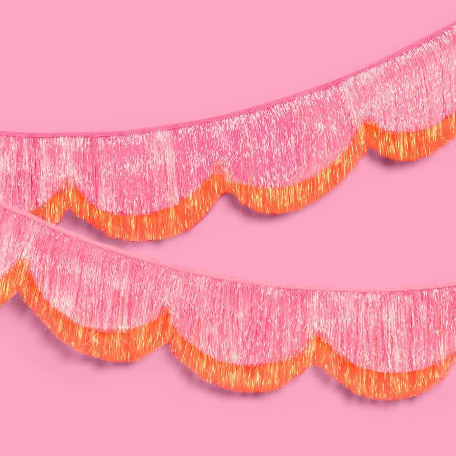 xo, Fetti Pink and Orange Scallop Fringe Banner | Bachelorette Party, Birthday, Summer Decor, Iri... | Amazon (US)