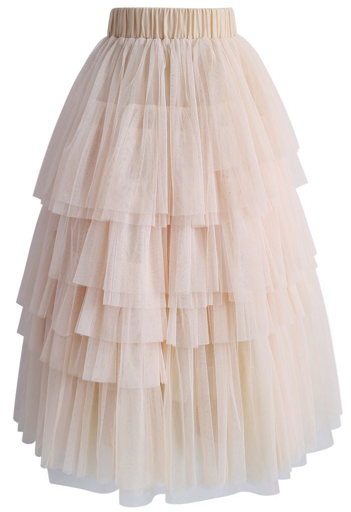 Love Me More Layered Tulle Skirt in Nude Pink | Chicwish