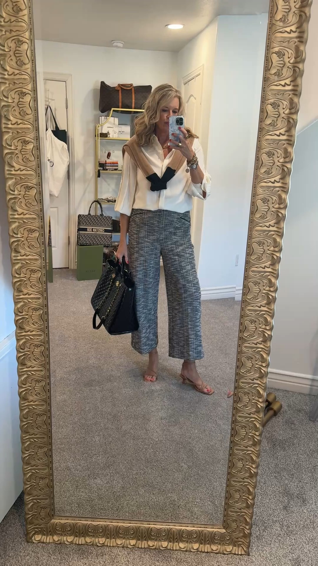 Summer to Fall Work wear /teacher outfit✔️🍎📚

Lysse’  new arrivals for early fall.
That make great wardrobe builders perfect for mixing and matching with items you already own.

These beautiful wide leg tweed crop pant with built in tummy support panel. 
Beautiful and fit tts. 

Cereal pleated sleeve details silk button up top tts 

I already owned this cashmere sweater that I through over my shoulders (old from Chicos) linked similar 

Amazon find darling nude kitten heel strap sandal (you’ll wear these on repeat, so comfortable) 

Quilted black paten leather tote/bag with gold chain accent by Caroline Hill makes a great work or travel tote 

Gold Amazon find designer inspired earrings 

#LTKWorkwear #LTKStyleTip #LTKOver40