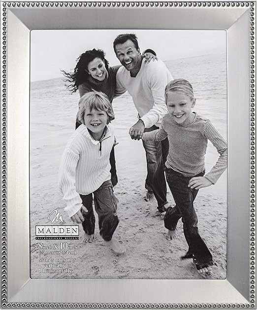 Malden International Designs Marquee Bead Satin Nickel Picture Frame, 8x10, Nickel | Amazon (US)