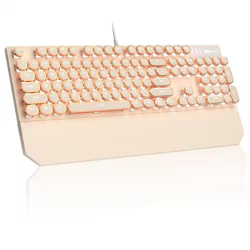 Reds Spade - Typewriter Mechanical Gaming Retro Punk Round Keycaps Wired Keyboards For Laptop Pc Gamer With Magnetic Wrist - Apricot | Best Buy U.S.