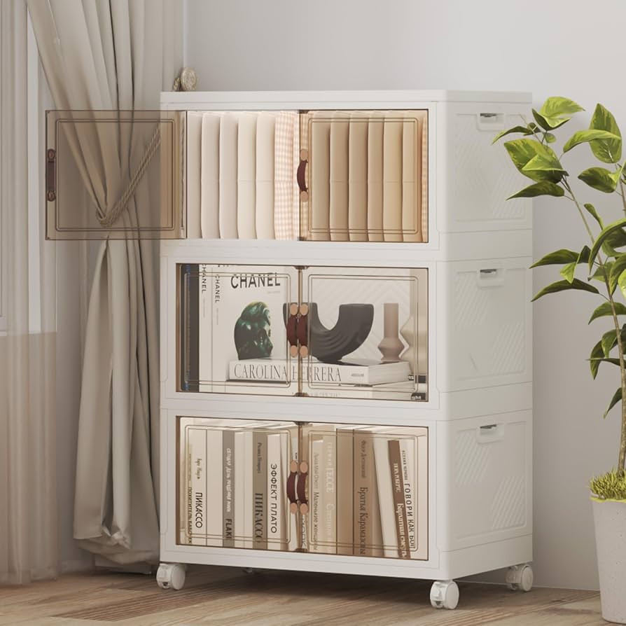 UAMFURI Stackable Storage Bins with Lids, 156QT Closet Organizers and Storage Cabinet with Doors ... | Amazon (US)
