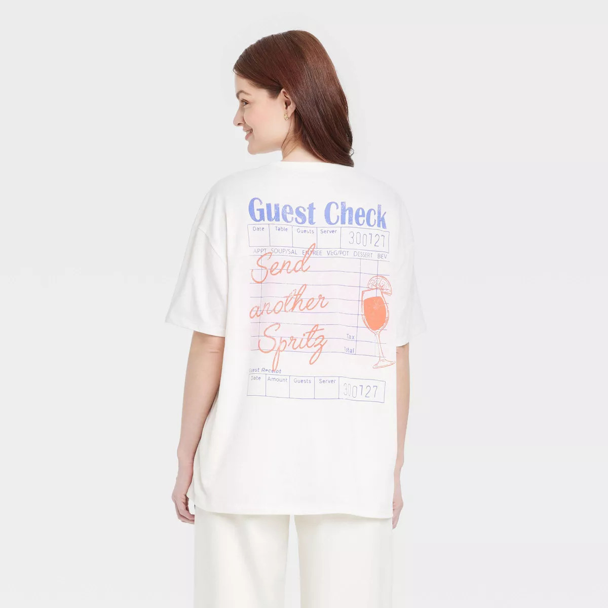 Women's "Send Another Spritz" Short Sleeve Graphic Oversized T-Shirt - White | Target