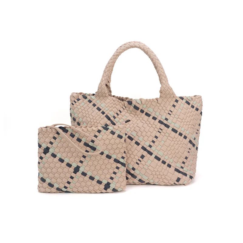 The Charli | Large Woven Neoprene Tote with Wristlet | Dune | Babs+Birdie