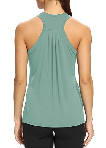 Bestisun Workout Tops Yoga Running Exercise Tennis Shirts Active Sports Gym Clothes Gray Green L | Amazon (US)