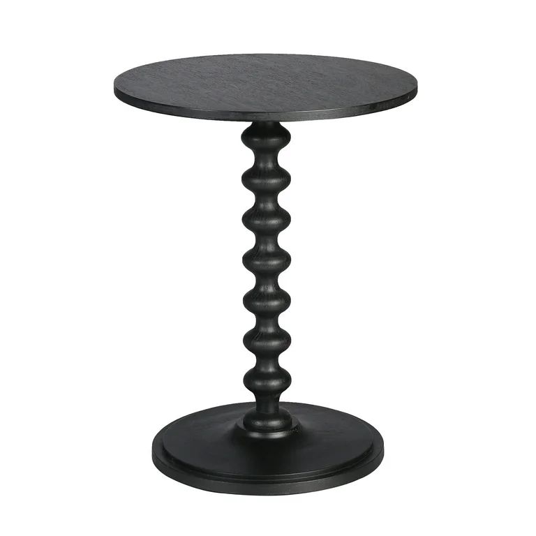 Sanders Black Round Solid Wood Turned Pedestal Base Accent Table by East at Main 23.5'' H X 18'' ... | Walmart (US)