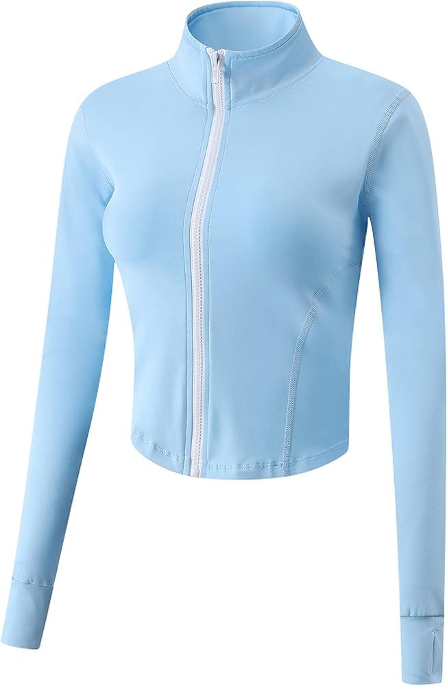 Gihuo Women's Athletic Full Zip Lightweight Workout Jacket with Thumb Holes | Amazon (US)