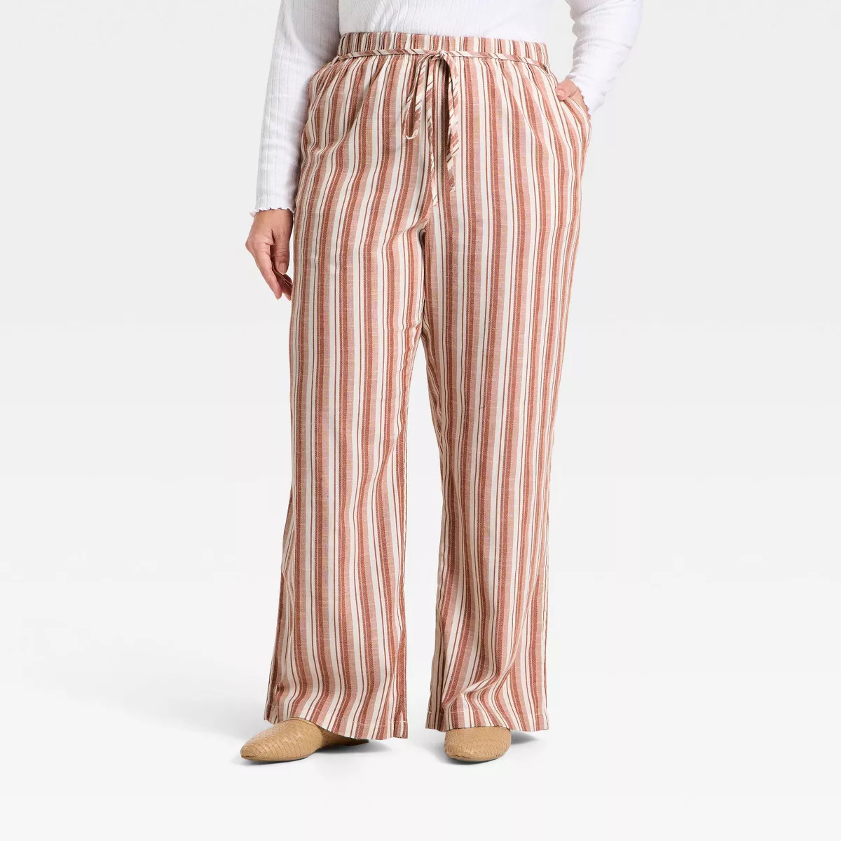 Women's Mid-Rise Wide Leg Palazzo Pants - Universal Thread™ Red Striped XXL | Target