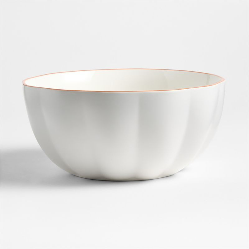 Large Matte White Pumpkin Shaped Ceramic Mixing Bowl | Crate & Barrel | Crate & Barrel