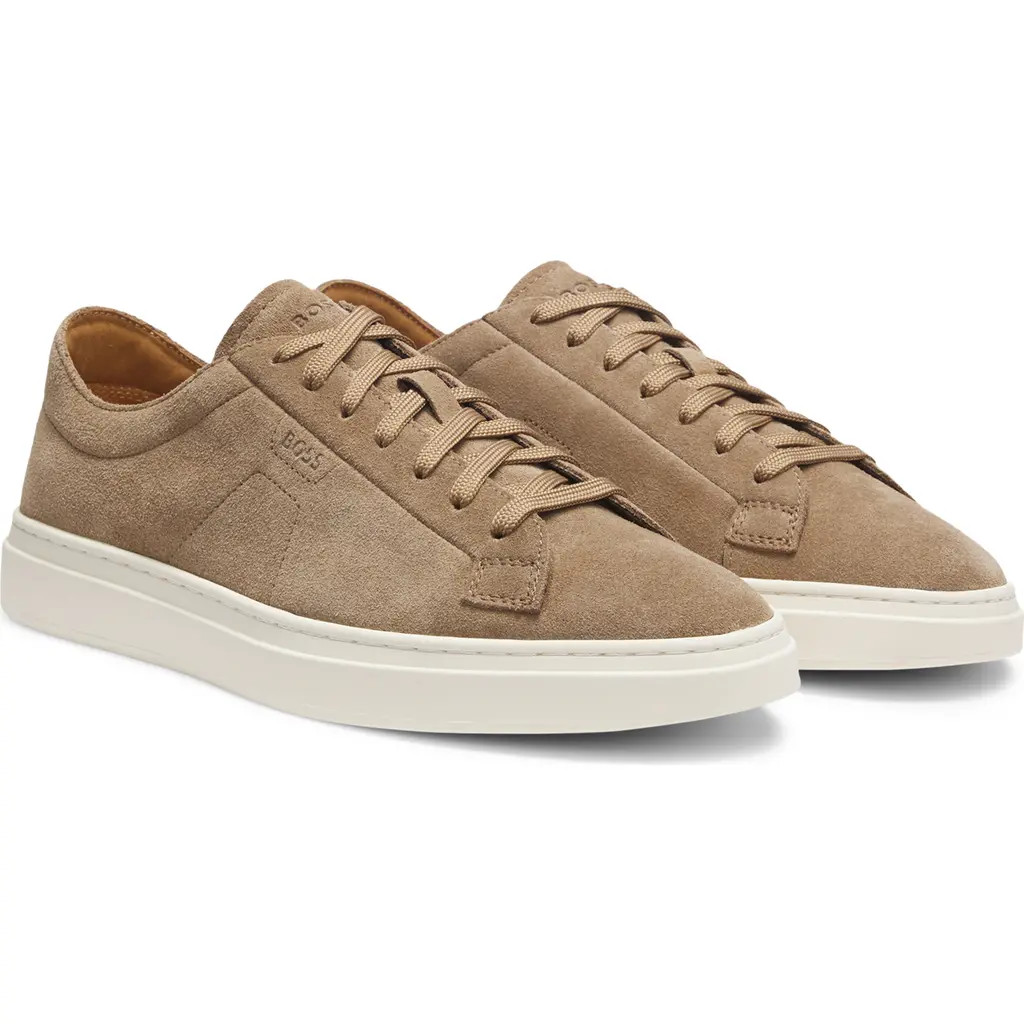 BOSS Kieran Suede Low Top Sneaker in Medium Beige at Nordstrom, Size 11Us | Nordstrom