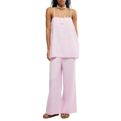 Free People Sightseer Longline Square Neck Top & Wide Leg Pants Set in Dusted Clay at Nordstrom, Size X-Small | Nordstrom