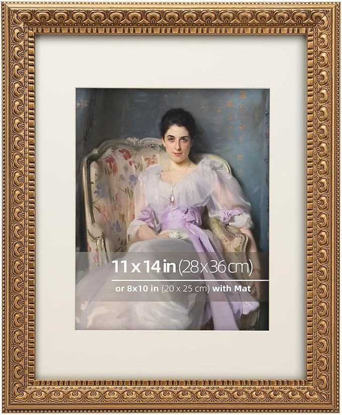 DUCIHBA 11x14 Antique Gold Wood Ornate Vintage Classic Picture Frame, With Mat 8x10 inches, Real ... | Amazon (CA)