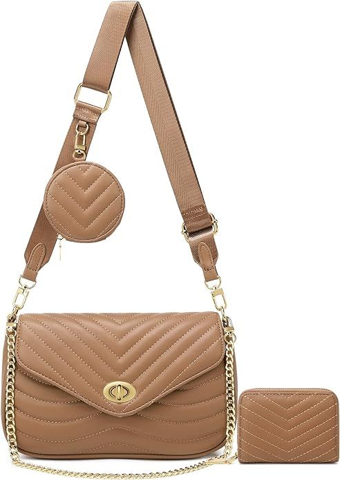 JEEHAN Quilted Crossbody Bags for women Designer Shoulder Handbags Small Purse | Amazon (US)