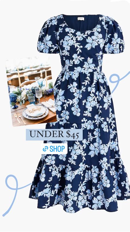 Blue & White Inspired Floral grandmillennial dress with puff sleeves. Perfect for a coastal bridal shower, baby shower, or a wedding.

#LTKsalealert #LTKwedding #LTKunder50