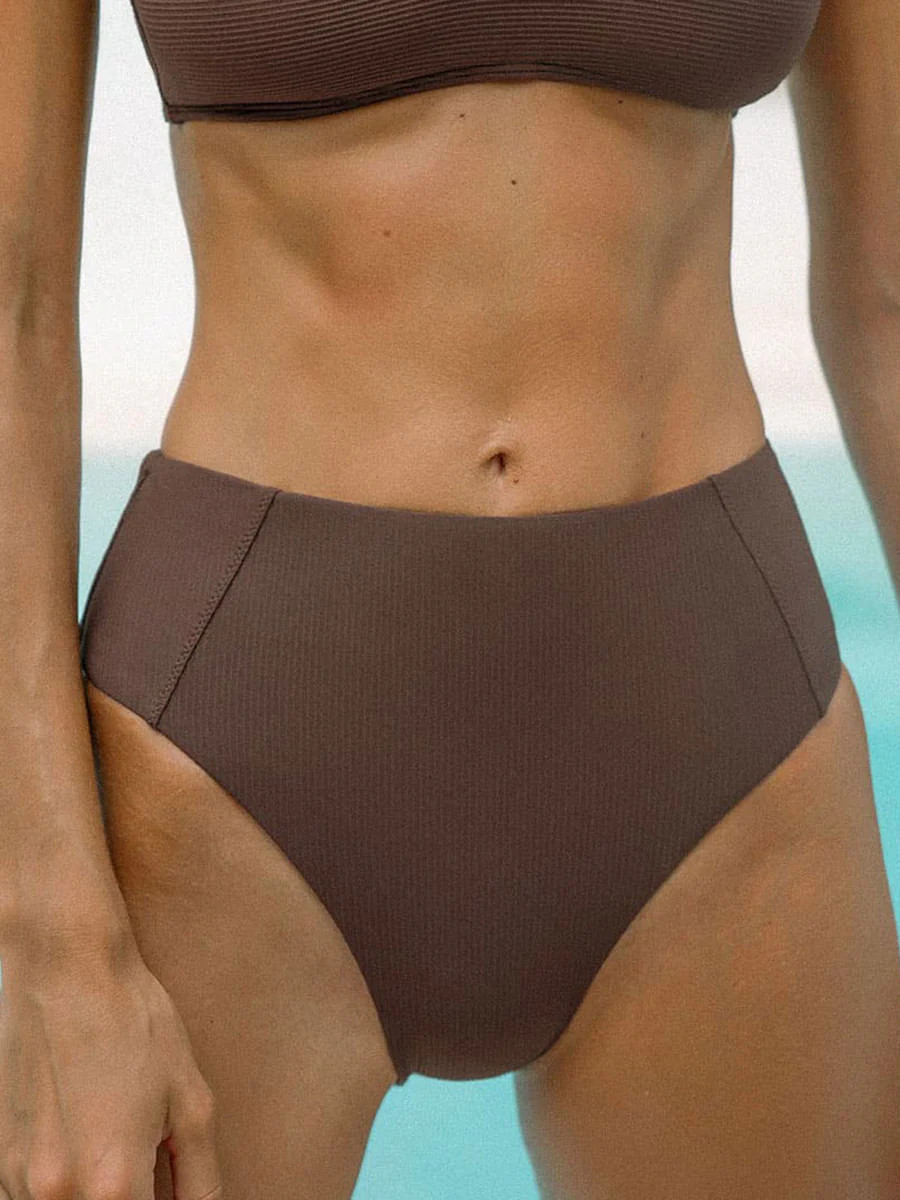 Coffee Ribbed Seam Bikini Bottom & Reviews - Coffee - Sustainable Bikinis | BERLOOK | BERLOOK