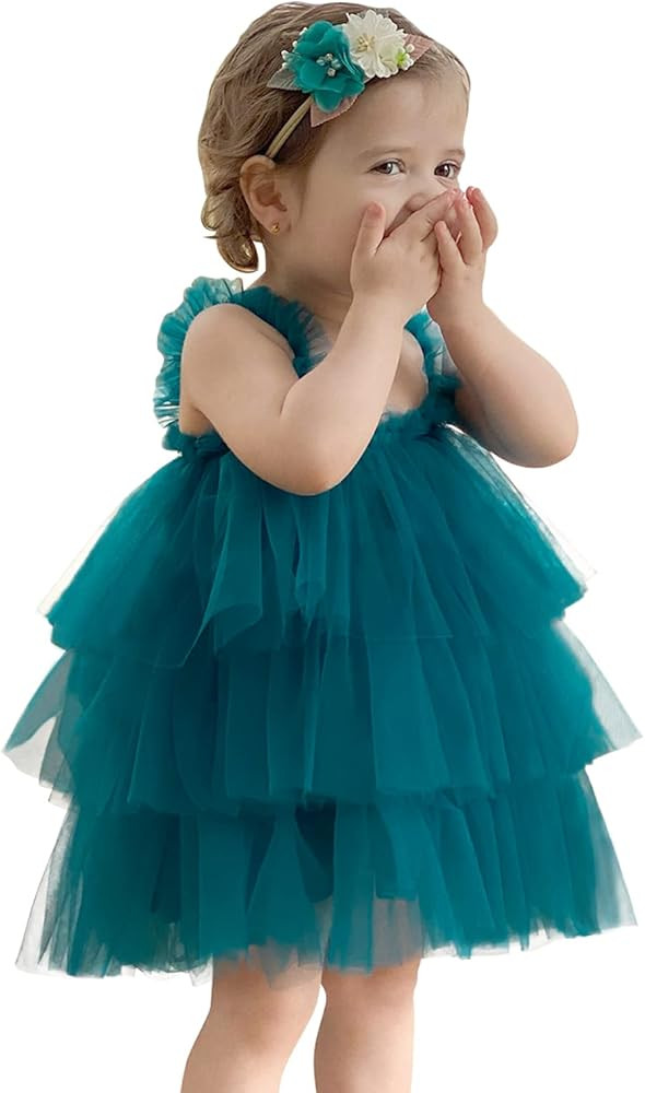 Baby Girl Tulle Dress,Toddler Girl Tutu Dress Sleeveless Layered Princess Sundress with Flower He... | Amazon (US)