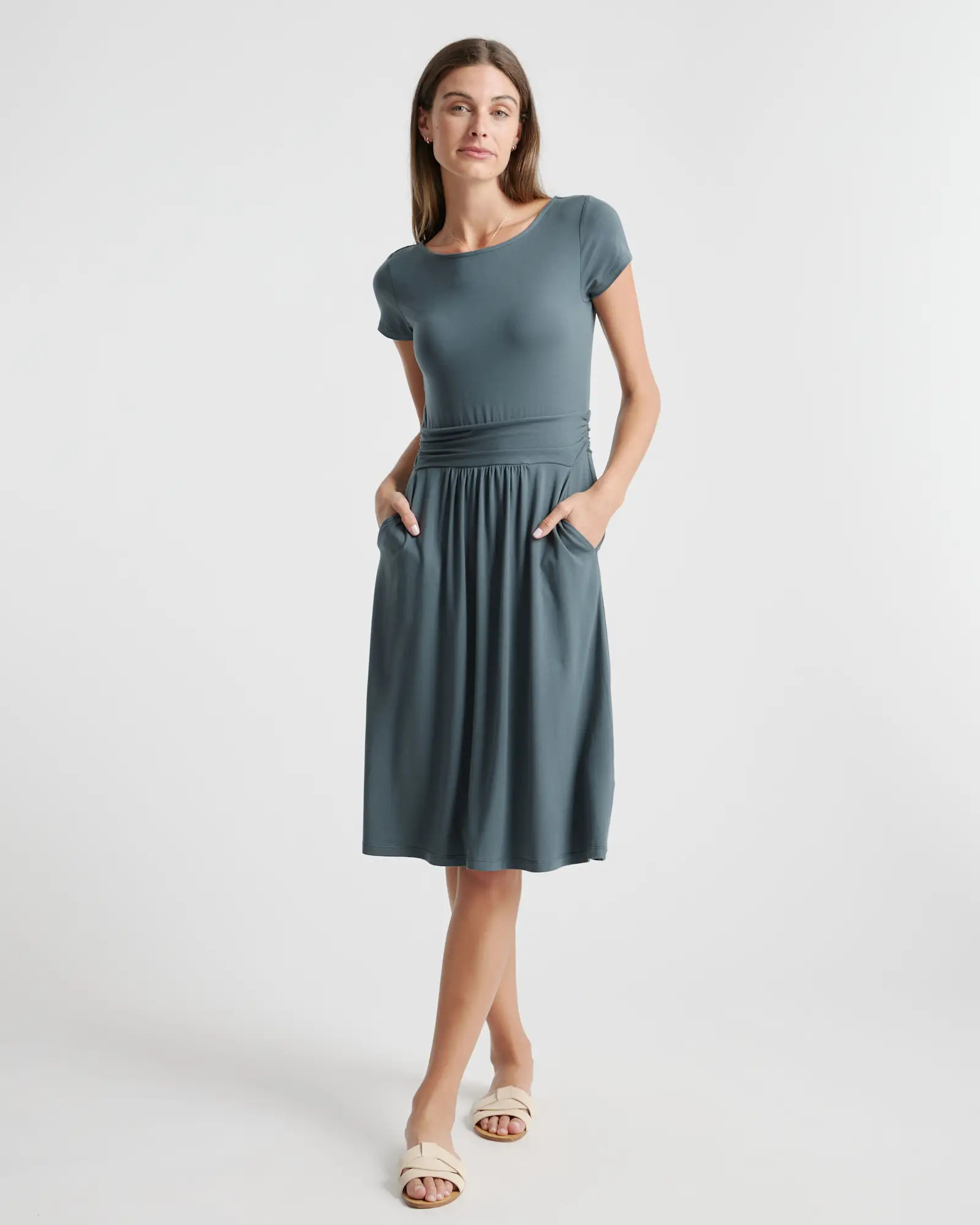 Tencel Jersey Ruched Waist Dress | Quince
