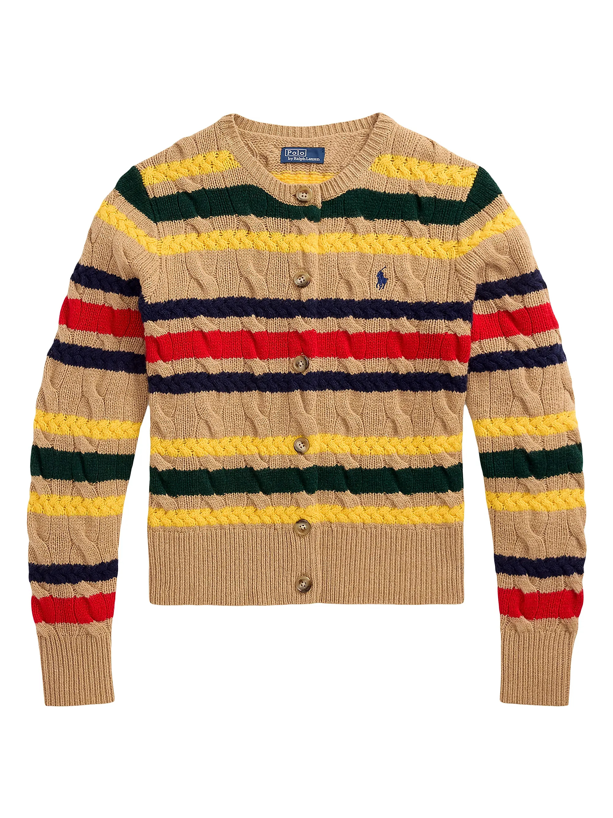 Polo Ralph Lauren Striped Cable Knit Cardigan | Saks Fifth Avenue | Saks Fifth Avenue