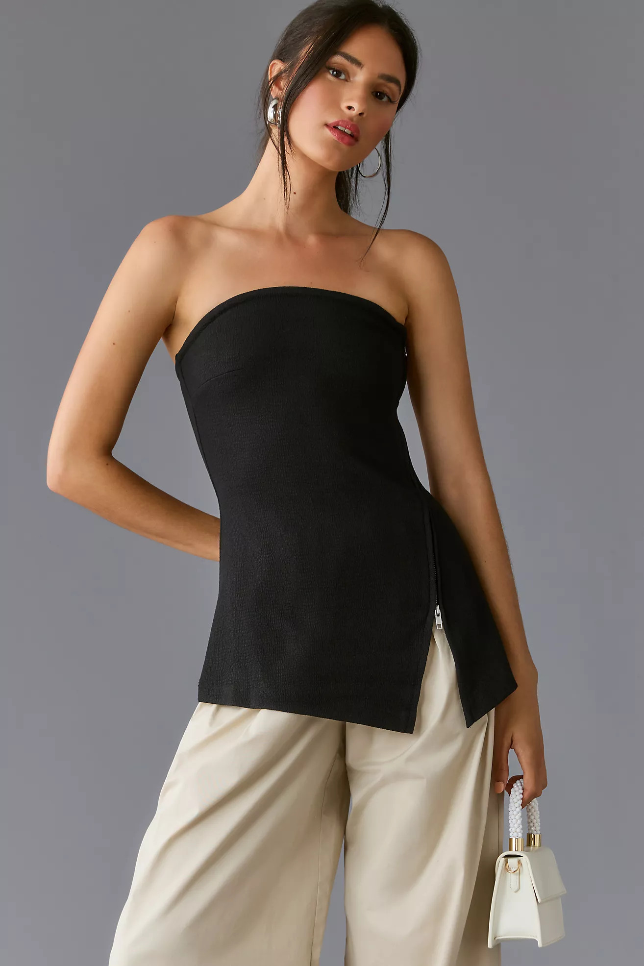 Maeve Asymmetrical-Zipper Tube Top | Anthropologie (US)